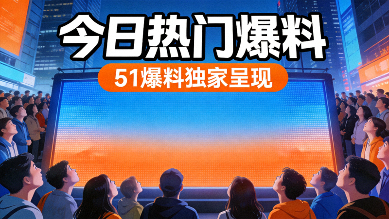 51爆料网站巨幕区展示的热门爆料内容封面图，人群聚集场景